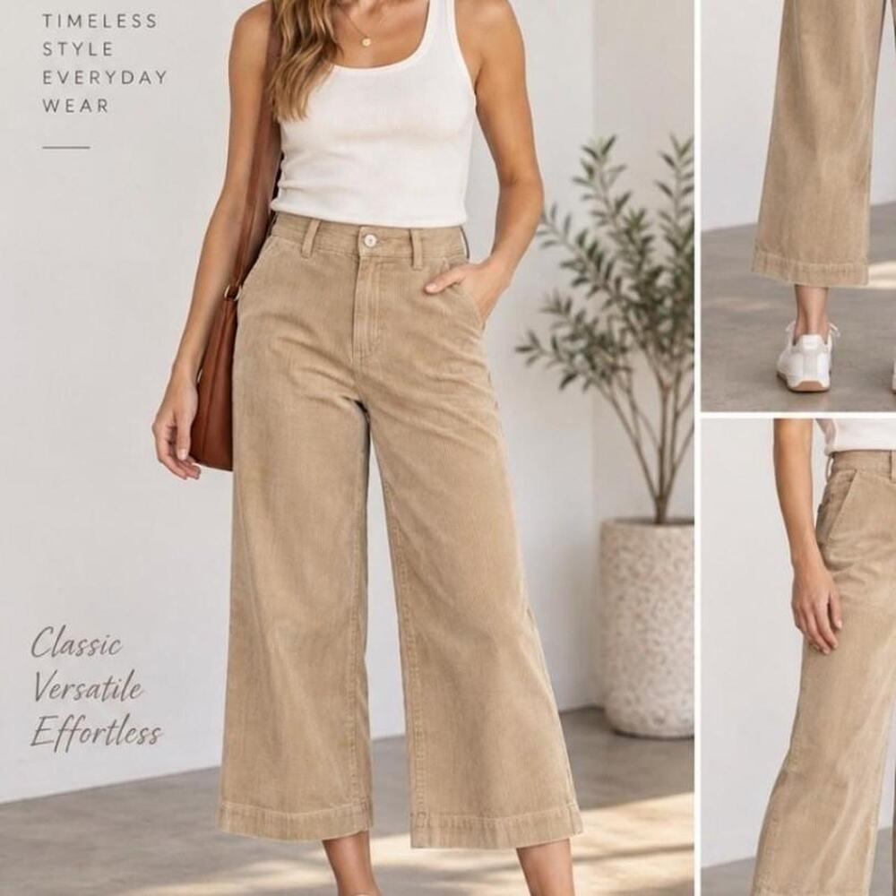 Vince womens beige corduroy wide leg